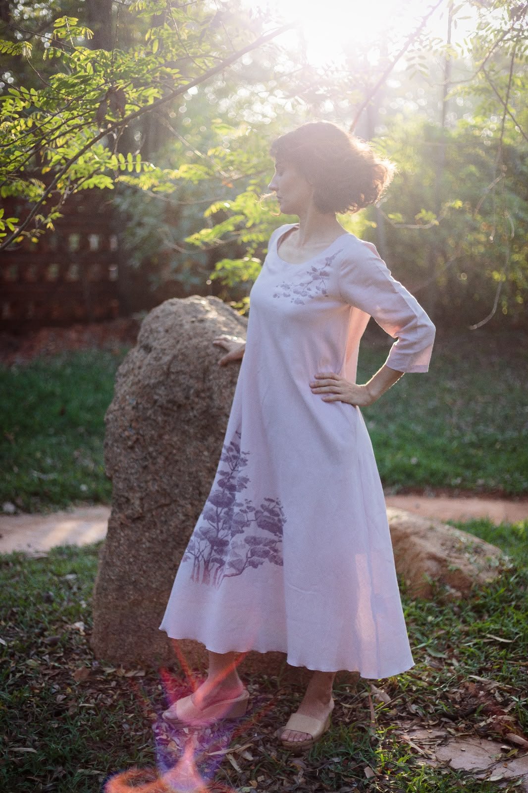 Tree Print Botanical Linen Dress